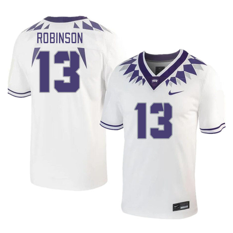 Men #13 Jaylon Robinson TCU Horned Frogs 2023 College Footbal Jerseys Stitched-White - Click Image to Close